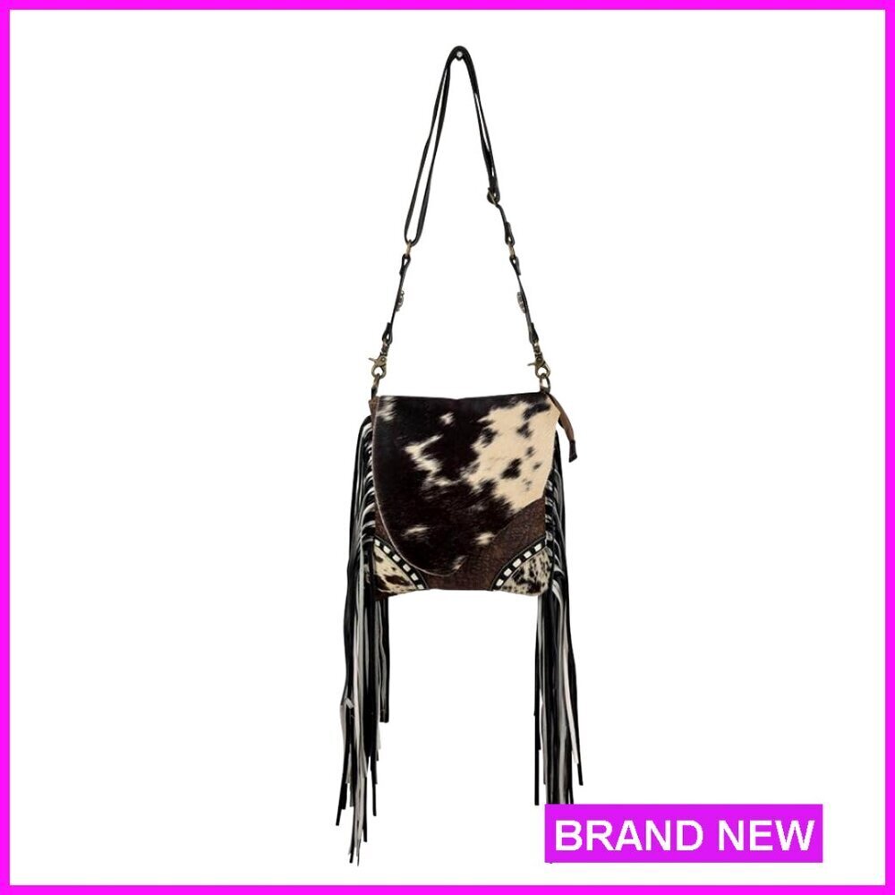 Genuine Leather Fringe Shoulder Bag Boho Western Cowgirl Style Handcrafted Purse - Picture 1 of 6